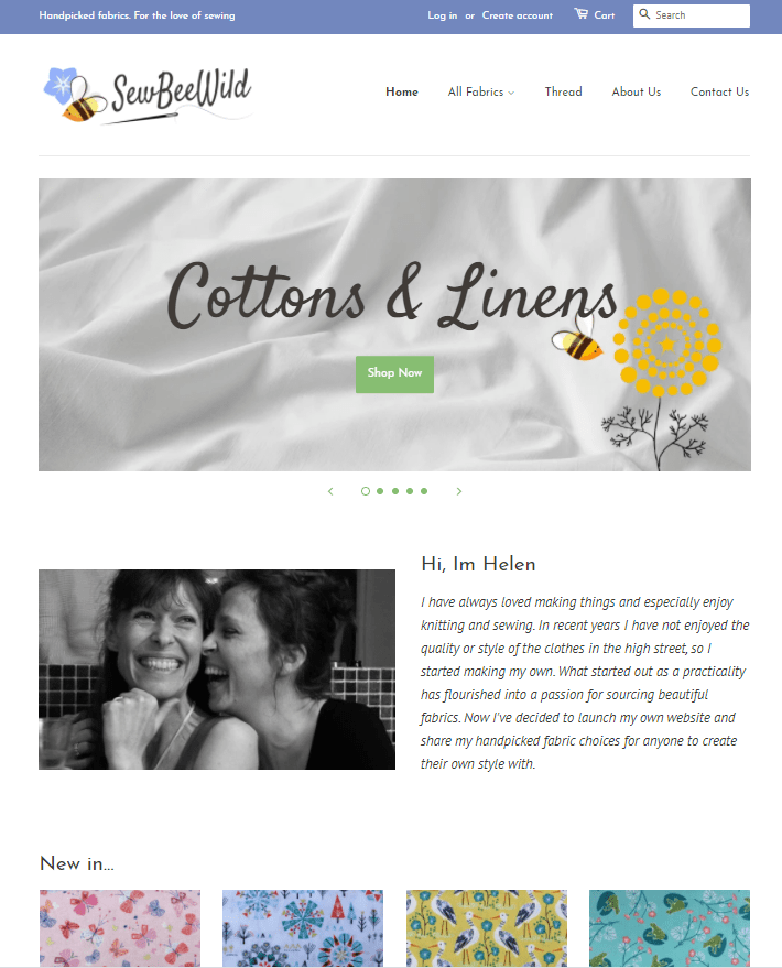 Sew Bee Wild | Shopify Site