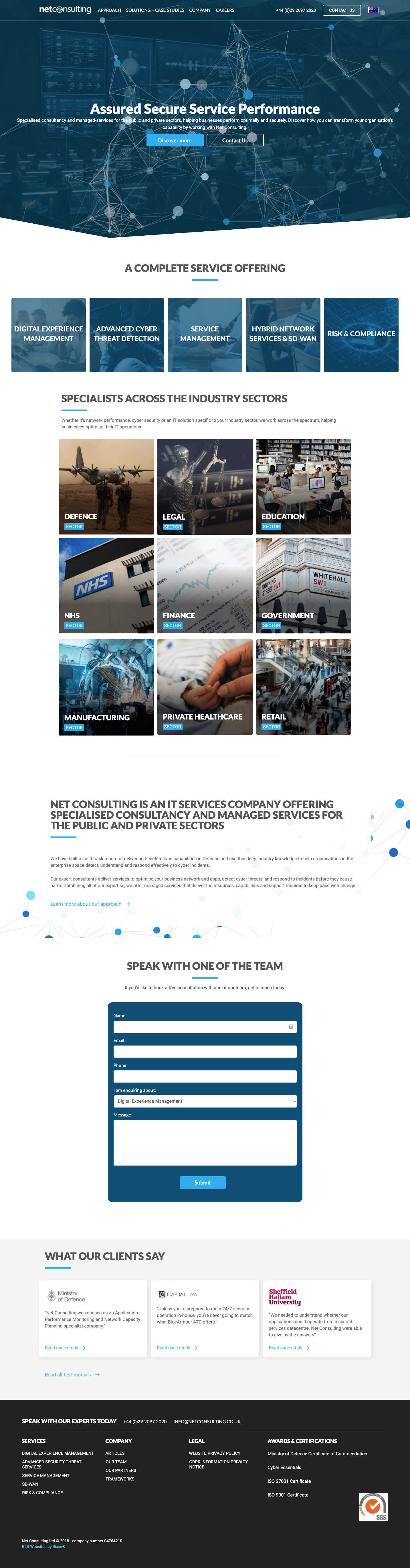 Net Consulting B2B Desktop Homepage Screenshot